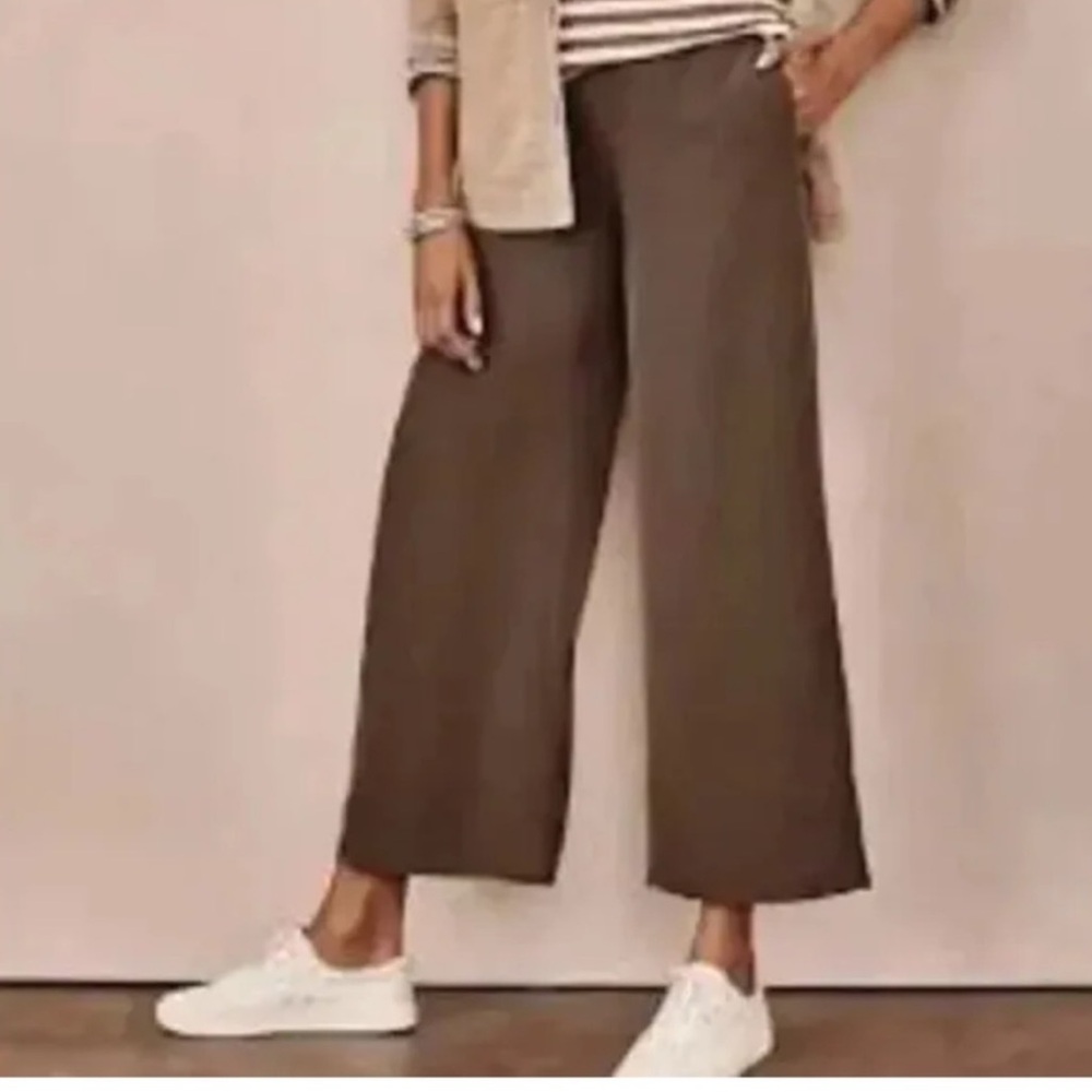 J Jill Pants Medium Cropped Modal Wide Leg Mahogany Side Zip